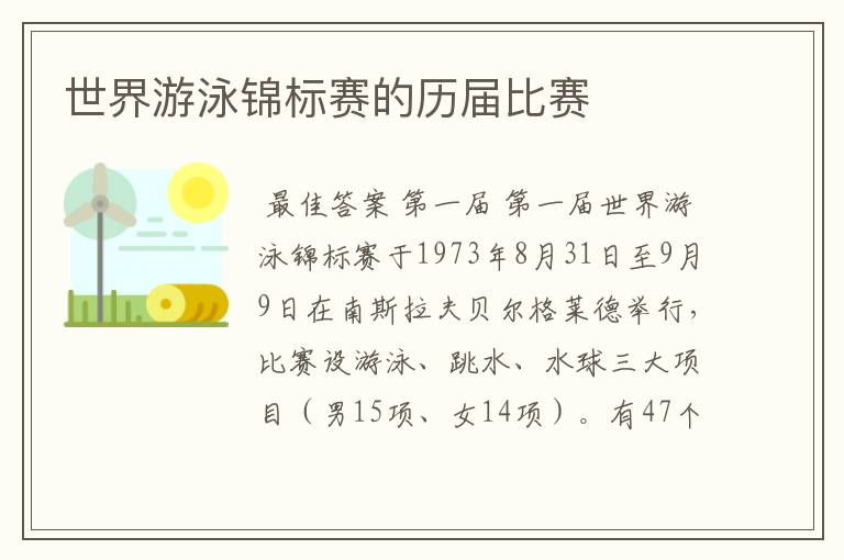 世界游泳锦标赛的历届比赛
