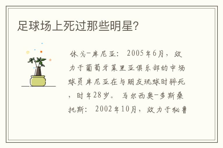 足球场上死过那些明星?