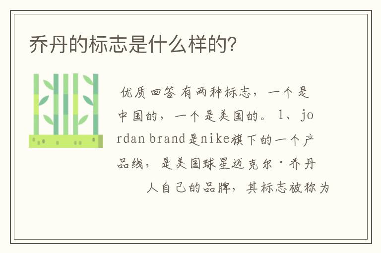 乔丹的标志是什么样的?