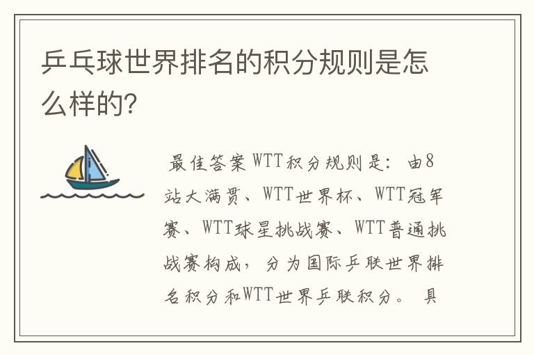 乒乓球世界排名的积分规则是怎么样的?