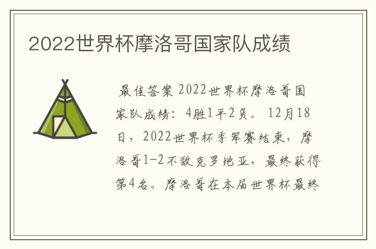 2022世界杯摩洛哥国家队成绩