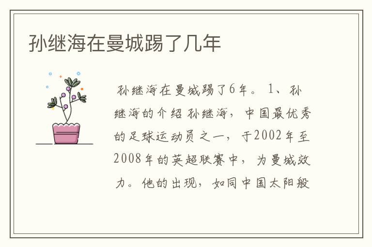 孙继海在曼城踢了几年