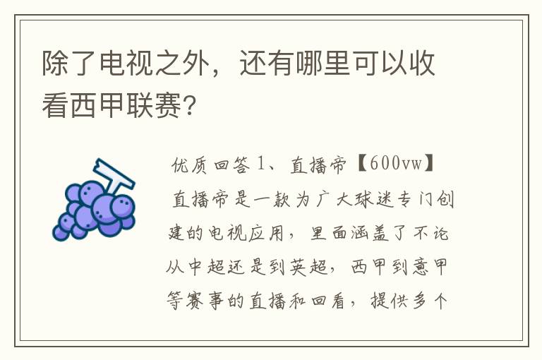 除了电视之外,还有哪里可以收看西甲联赛?