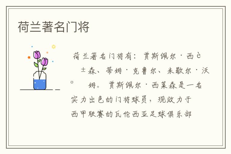 荷兰著名门将