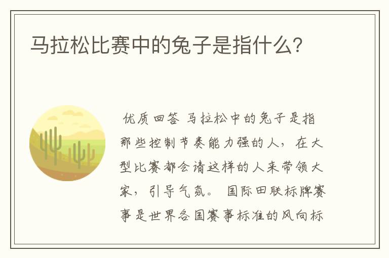 马拉松比赛中的兔子是指什么?