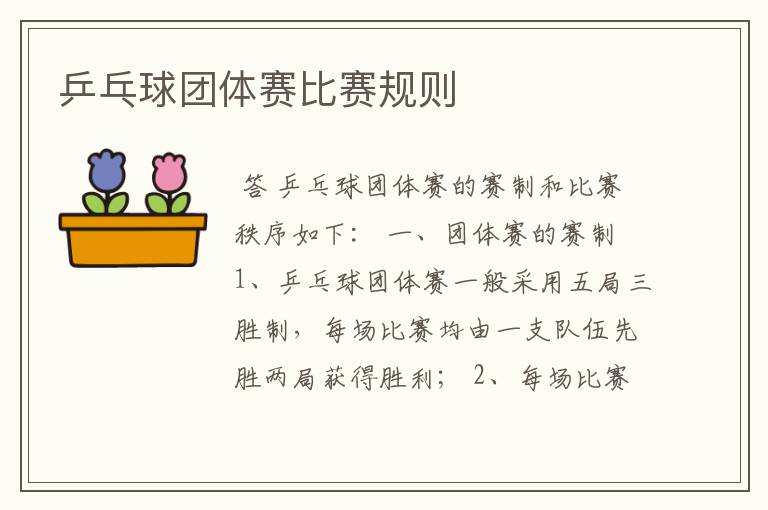 乒乓球团体赛比赛规则