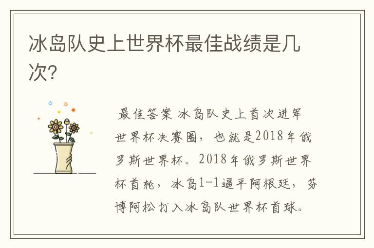 冰岛队史上世界杯最佳战绩是几次?