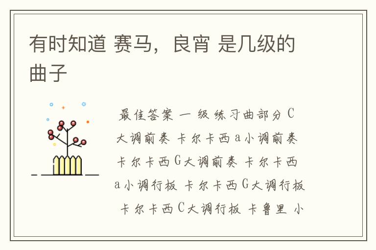 有时知道 赛马,良宵 是几级的曲子