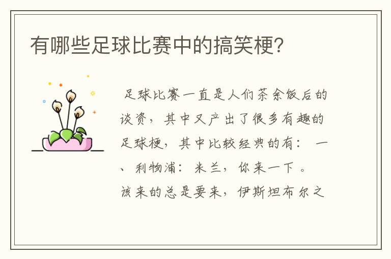 有哪些足球比赛中的搞笑梗?