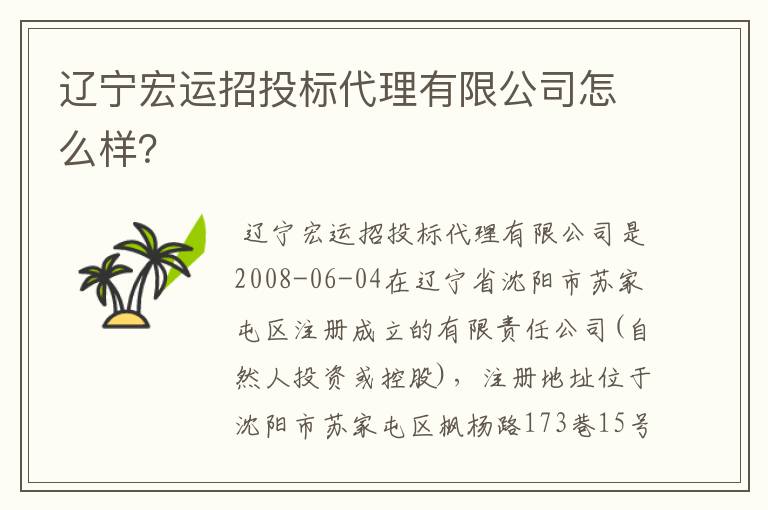 辽宁宏运招投标代理有限公司怎么样?