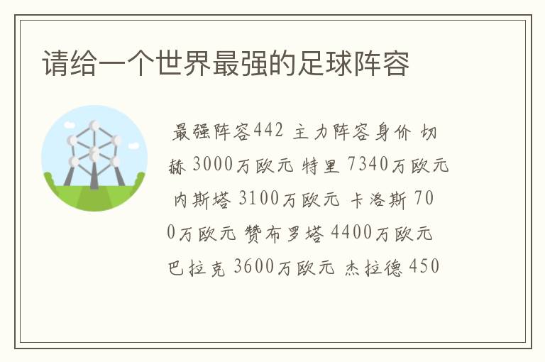 请给一个世界最强的足球阵容