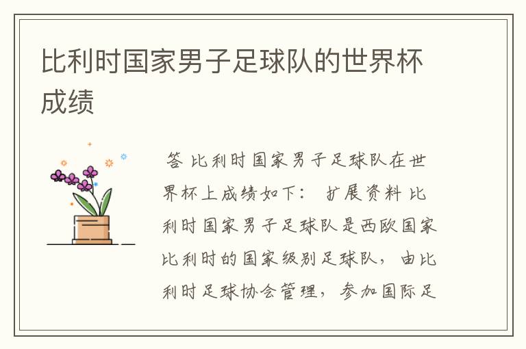 比利时国家男子足球队的世界杯成绩