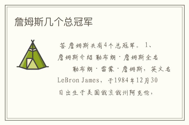 詹姆斯几个总冠军