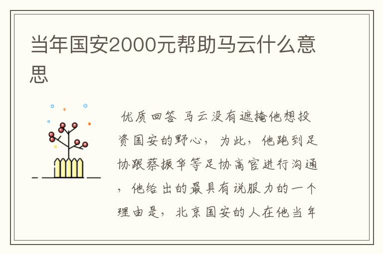 当年国安2000元帮助马云什么意思