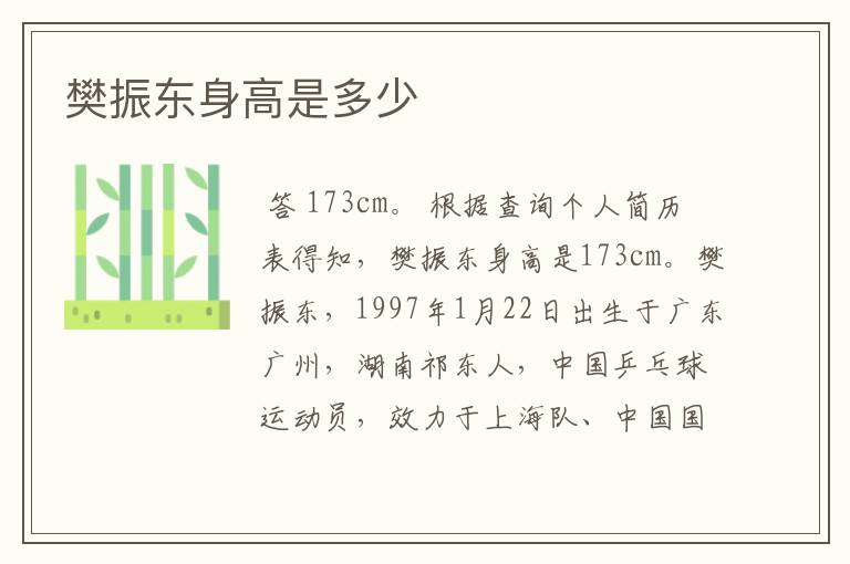 樊振东身高是多少