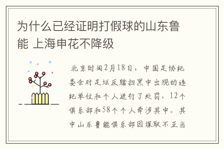 为什么已经证明打假球的山东鲁能 上海申花不降级