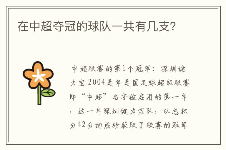 在中超夺冠的球队一共有几支?