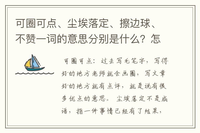 可圈可点、尘埃落定、擦边球、不赞一词的意思分别是什么?怎么用?