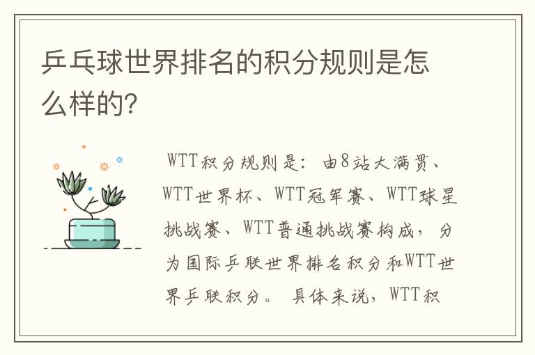 乒乓球世界排名的积分规则是怎么样的?