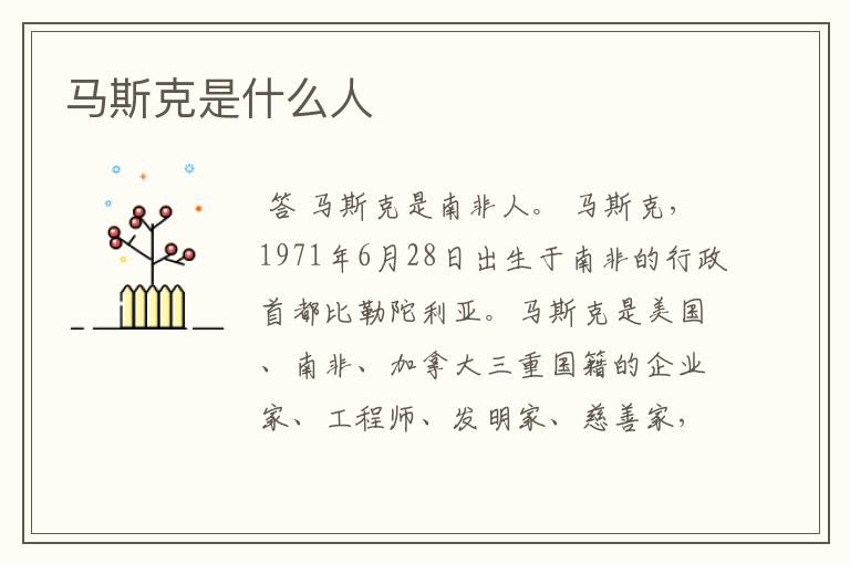 马斯克是什么人