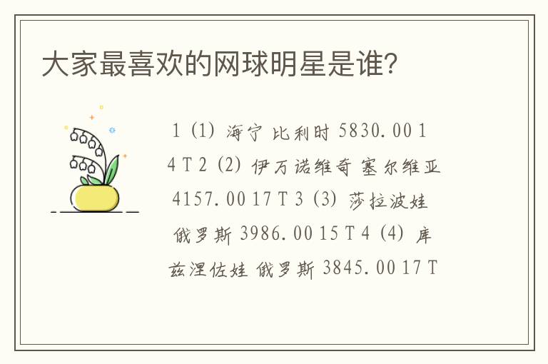 大家最喜欢的网球明星是谁?