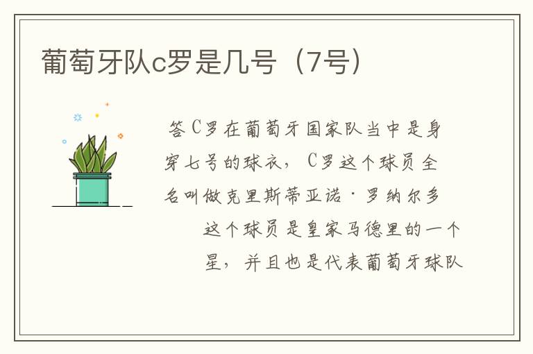 葡萄牙队c罗是几号(7号)