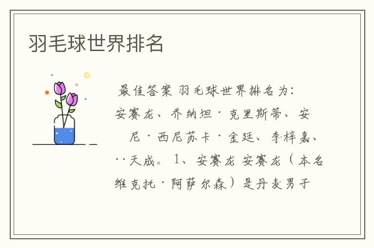 羽毛球世界排名