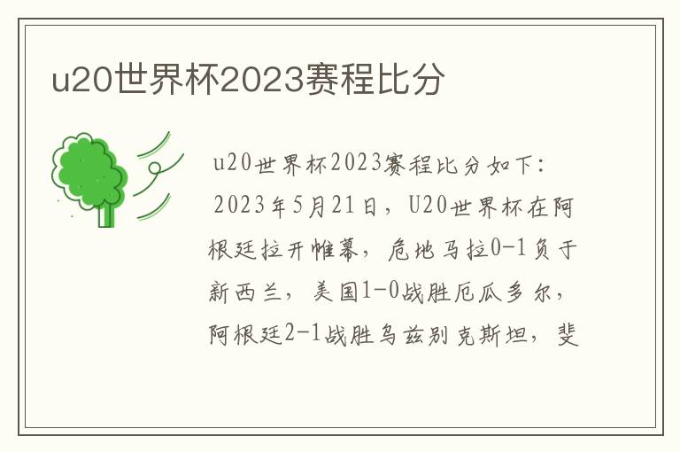 u20世界杯2023赛程比分