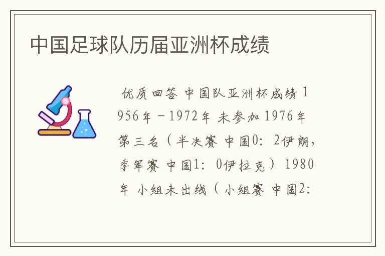 中国足球队历届亚洲杯成绩