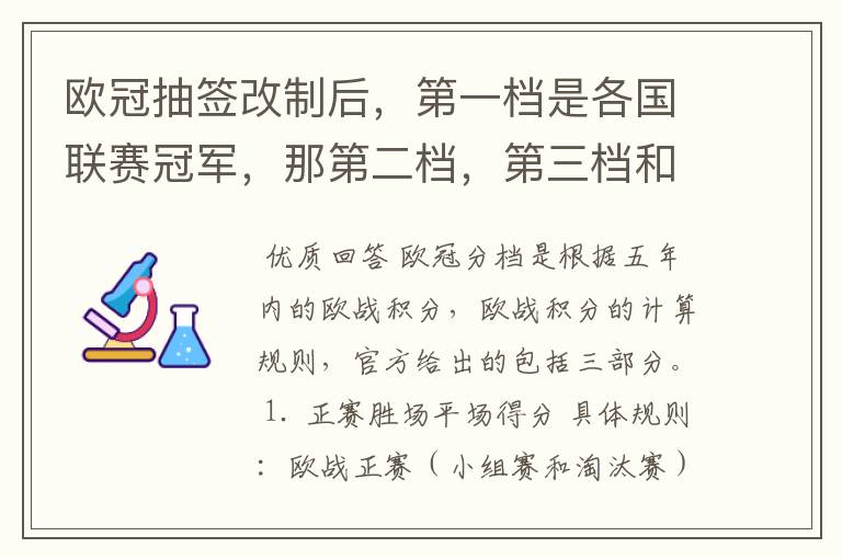 欧冠抽签改制后,第一档是各国联赛冠军,那第二档,第三档和第四档都是那些球队么?