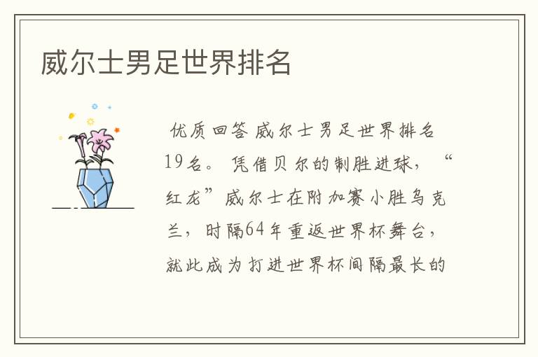 威尔士男足世界排名