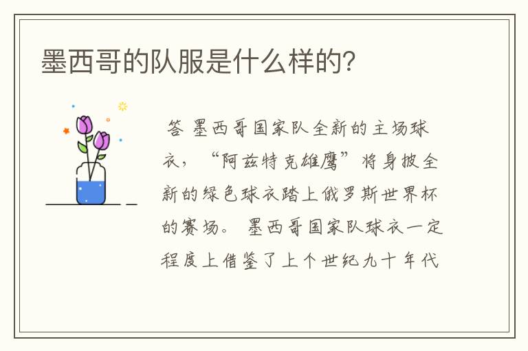墨西哥的队服是什么样的？