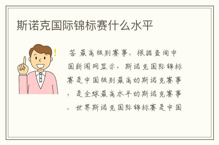 斯诺克国际锦标赛什么水平