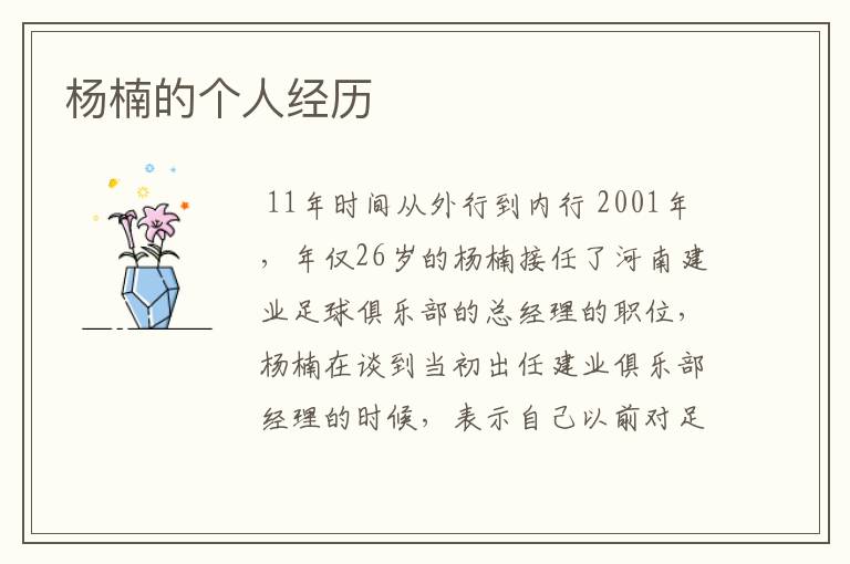 杨楠的个人经历