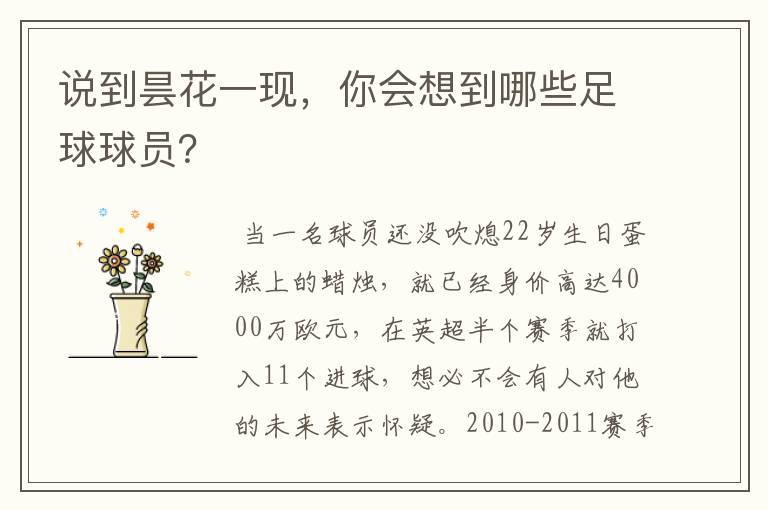 说到昙花一现,你会想到哪些足球球员?