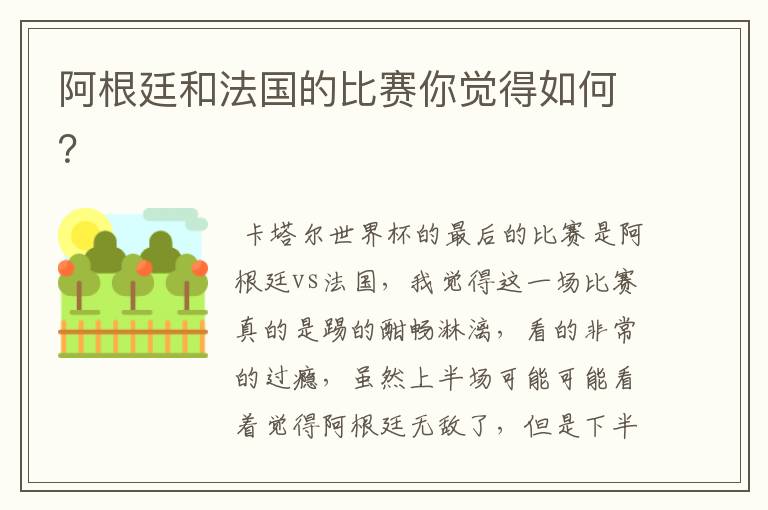 阿根廷和法国的比赛你觉得如何?
