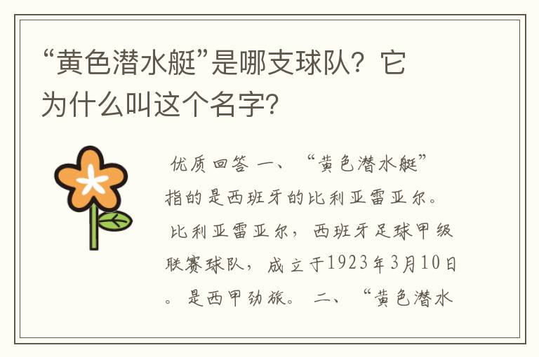 “黄色潜水艇”是哪支球队?它为什么叫这个名字?