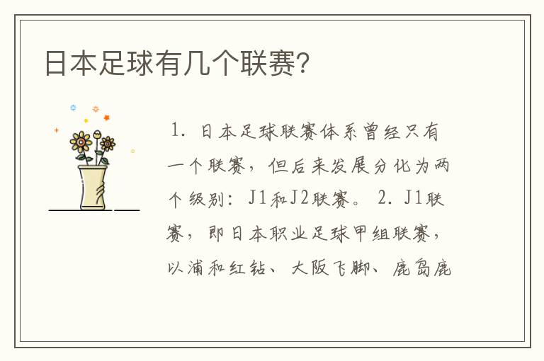 日本足球有几个联赛?