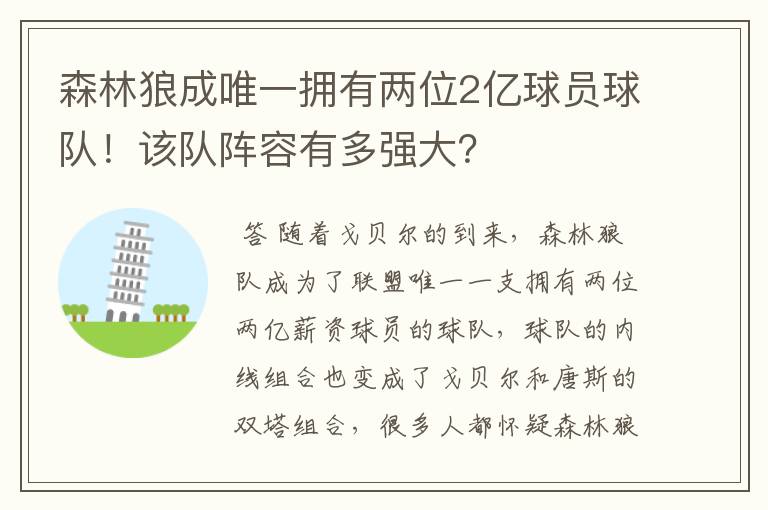 森林狼成唯一拥有两位2亿球员球队！该队阵容有多强大？
