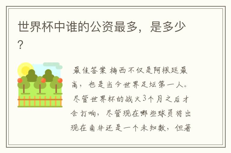 世界杯中谁的公资最多,是多少?