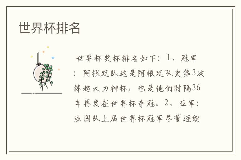 世界杯排名