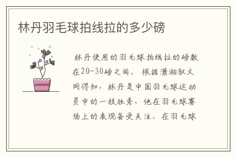 林丹羽毛球拍线拉的多少磅