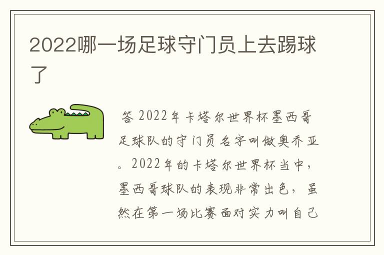 2022哪一场足球守门员上去踢球了