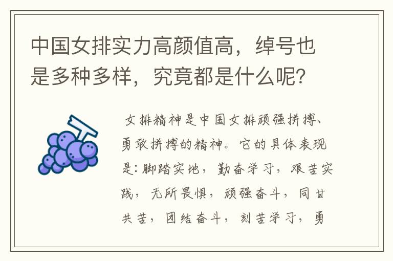 中国女排实力高颜值高,绰号也是多种多样,究竟都是什么呢?