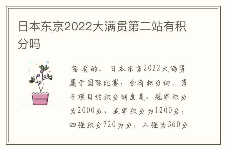日本东京2022大满贯第二站有积分吗