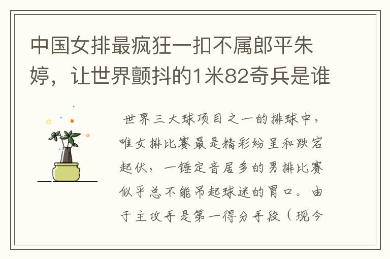中国女排最疯狂一扣不属郎平朱婷,让世界颤抖的1米82奇兵是谁?