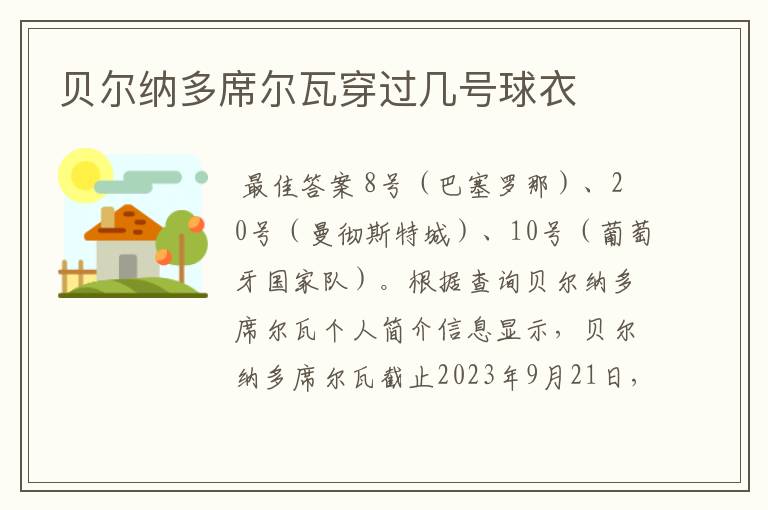 贝尔纳多席尔瓦穿过几号球衣