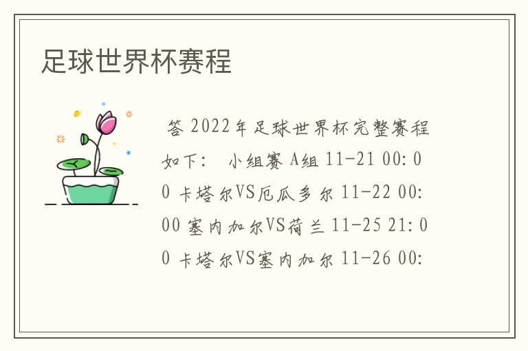 足球世界杯赛程