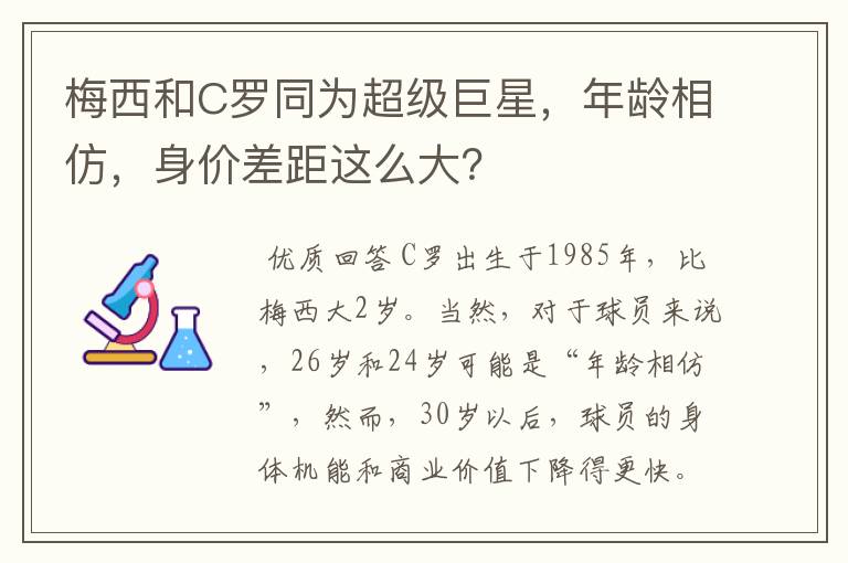 梅西和C罗同为超级巨星,年龄相仿,身价差距这么大?