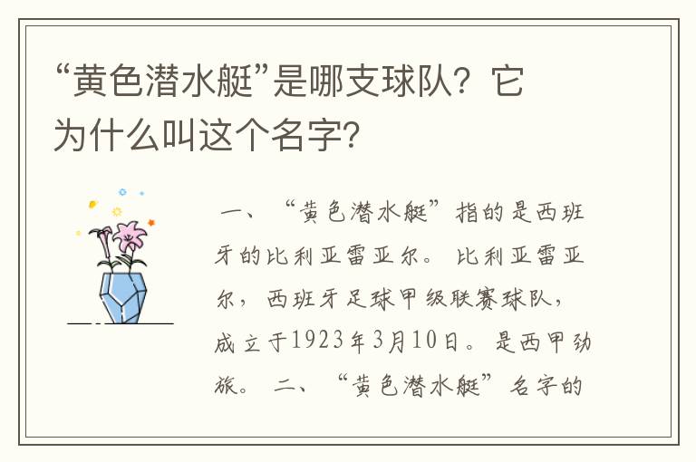 “黄色潜水艇”是哪支球队?它为什么叫这个名字?